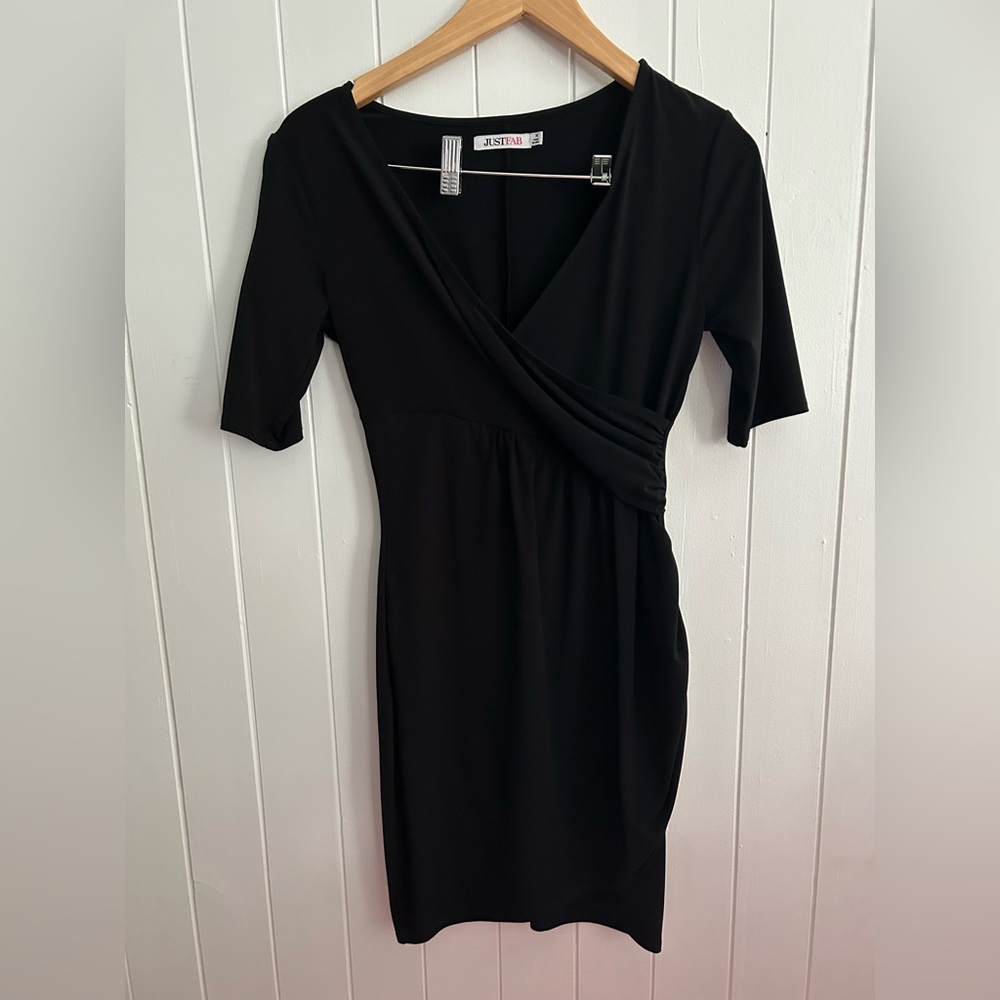 JustFab Ruched Wrap Dress - Picture 2 of 4